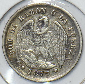 Chile 1877 1/2 Decimo Condor animal 295233 combine shipping