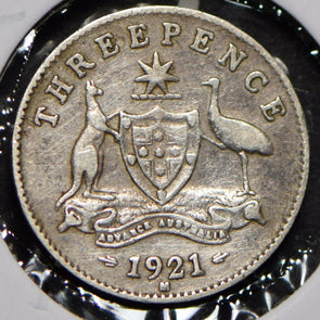 Australia 1921 3 Pence Kangaroo animal Emu  191483 combine shipping