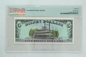 Disney Dollar 1987 A $5 PMG Gem UNC 66EPQ DIS4. Goofy. Mark Twain Riverboat PM0