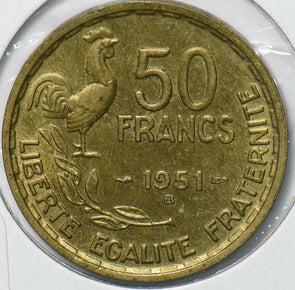 France 1951 50 Francs Rooster animal 292892 combine shipping