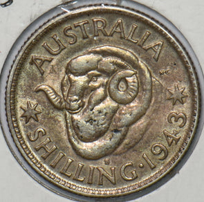 Australia 1943 S Shilling Merino ram animal 151558 combine shipping