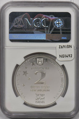 Israel 1999 2 New Sheqalim silver NGC Proof 69UC Abraham Looking to Stars NG1492