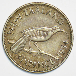New Zealand 1934 6 Pence Bird animal 153257 combine shipping