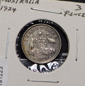 Australia 1924 3 Pence Kangaroo animal Moorhen  191223 combine shipping