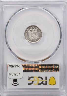 Ecuador 1912 L FG 1/2 Decimo Eagle animal PCGS MS 65 rare condition Lima PC1254