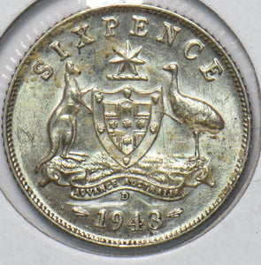 Australia 1943 6 Pence Kangaroo animal Ostrich Georgivs VI 902216 combine shippi