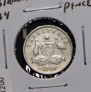 Australia 1934 3 Pence Kangaroo animal Moorhen  191200 combine shipping