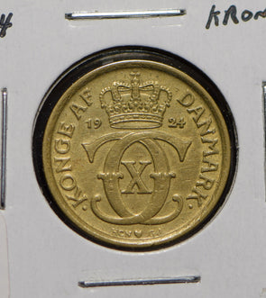 Denmark 1924 1/2 Krone  901381 combine shipping