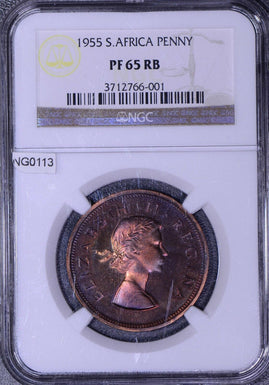 South Africa 1955  Penny NGC PF 65RB Proof nice toning! combine shipping NG0113