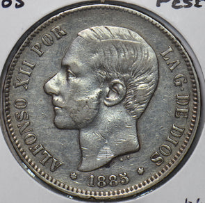 Spain 1885 5 Pesetas 490670 combine shipping