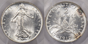 France 1917 2 Francs PCGS MS 64 Gad-532 PC1361 combine shipping