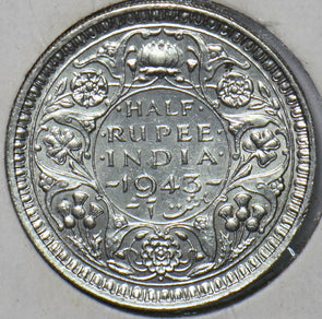 British India 1943 1/2 Rupee 194481 combine shipping