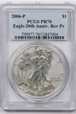 2006 -P Dollar silver PCGS PR70 Eagle-20th Anniv. Reverse Proof PC1209 combine