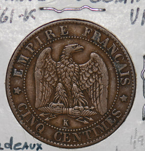 France 1861 K 5 Centimes bondeaux mint 290005 combine shipping
