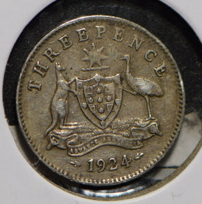 Australia 1924 3 Pence Kangaroo animal Emu  901236 combine shipping