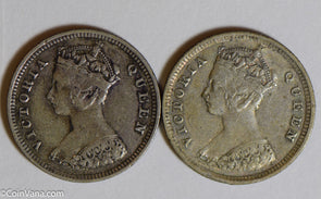 Hong Kong 1893 894 10 Cents silver  H0138 combine shipping