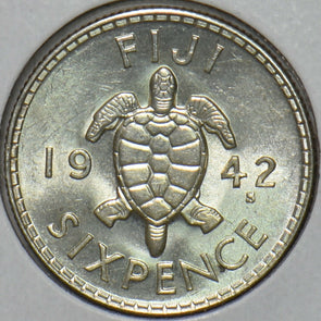 Fiji 1942 S 6 Pence Sea turtle animal 297151 combine shipping