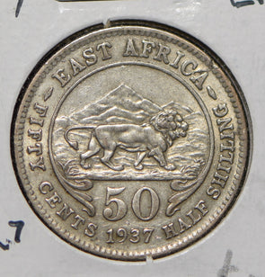 East Africa 1937 50 Cents Lion animal  291998 combine shipping