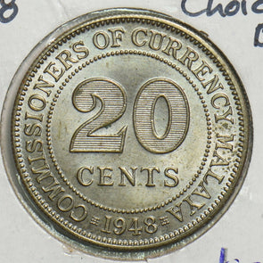 Malaya 1948 20 Cents Choice BU 491476 combine shipping