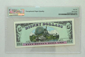 Disney Dollar 1998 $5 PMG Gem UNC 66EPQ DIS54. Goofy. View of Walt Disney Worl