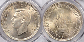 South Africa 1952 5 Shillings PCGS MS 64 300th Ann Founding of Capetown PI0009 c