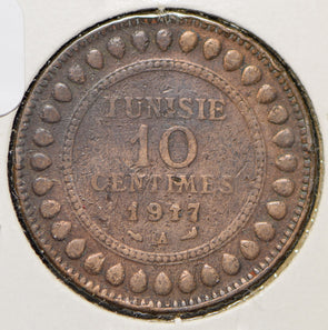 Tunisia 1917 AH 1336 10 Centimes  191305 combine shipping