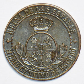 Spain 1868 1/2 Centimo 0 240809 combine shipping