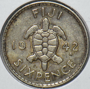 Fiji 1942 6 Pence Turtle animal 295811 combine shipping