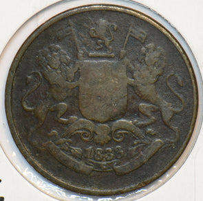 India British 1833 1/4 Anna Lion animal Bombay Presidency. East India Company 15