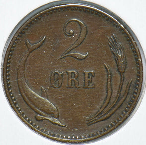Denmark 1902 2 Ore Porpoise animal 192506 combine shipping
