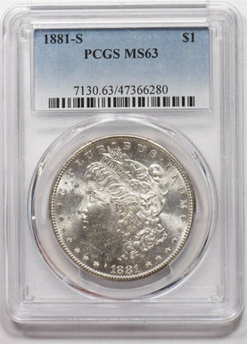 1881-S Morgan Dollar Silver PCGS MS63 PC1622