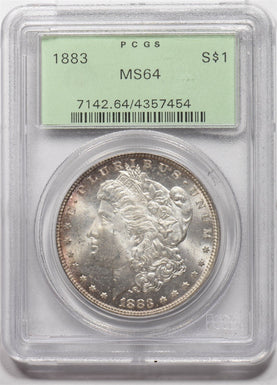 1883 Morgan Dollar Silver green holder PCGS MS64 PC1614