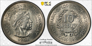 Uruguay 1961 10 Pesos PCGS MS64 Revolution Sesquicentennial PC1083 combine shipp