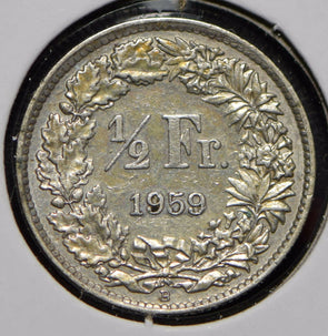 Switzerland 1959 1/2 Franc  150050 combine shipping