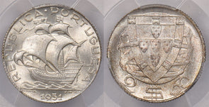 Portugal 1951 2 1/2 Escudos PCGS MS 66 finest known None Higher PC1336 combine s