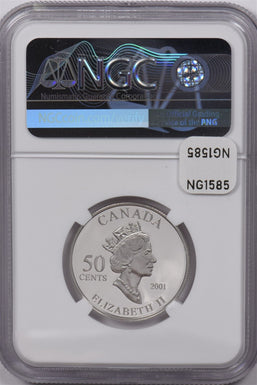 Canada 2001 50 Cents Silver NGC Proof 70 Ultra Cameo The Sled Perfect 70 NG1585