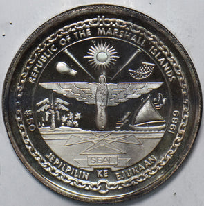Marshall Islands 1989 50 Dollars silver proof First Men On The Moon 490613 combi