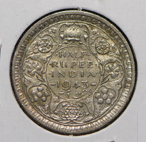 British India 1943 1/2 Rupee  191062 combine shipping