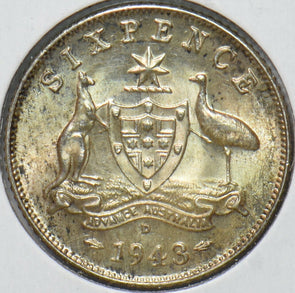 Australia 1943 D 6 Pence Kangaroo animal Emu 192764 combine shipping