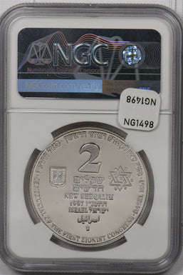 Israel 1997 2 New Sheqalim silver NGC Proof 69UC First Zionist Congrss NG1498 co