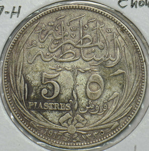 Egypt 1917 H. AH1333 5 Piastres 297680 combine shipping