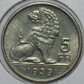 Belgium 1939 5 Francs Lion animal 195847 combine shipping