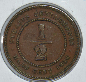 Straits Settlements 1916 George V 1/2 Cents 291092 combine shipping