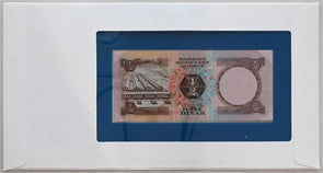 Bahrain 1984 1/2 Dinar (1973) Bank of all nations. 10 FR stamp canc. RC0594 comb