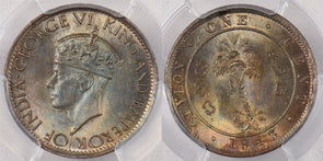 Ceylon 1943 Cent PCGS MS 65 BROWN Bluish and Orange Color Toning PI0147 combine