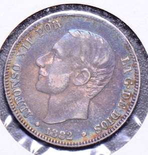 Spain 1882  2 Pesetas  KM678.2 S0099 combine shipping