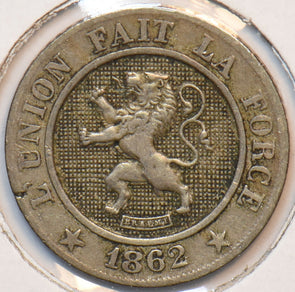 Belgium 1862 10 Centimes Lion animal 193247 combine shipping