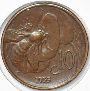 Italy 1933 10 Centesimi Honey Bee animal Vittorio Emanvele III 292983 combine sh