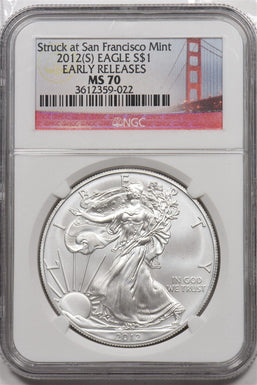 2012-S Silver Eagle Early Releases Perfect 70 NGC MS70 NI0028