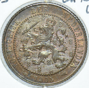 Netherlands 1905 2 1/2 Cents Ch toned UNC 291598 combine shipping
